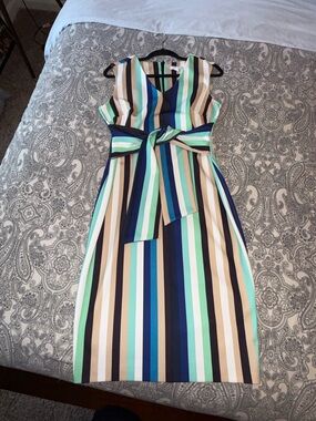 NY&Co Iconic Pencil Striped Pencil Dress w/ Wide Belt